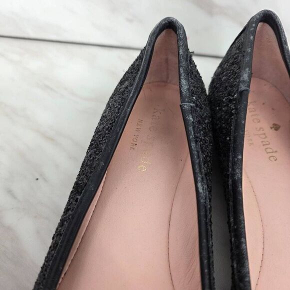 Kate Spade Women's Willa Black Glitter Bow Ballet Flats Size 6 - Picture 5 of 6